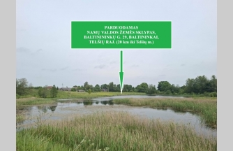 535, VAIZDINGOJE VIETOJE, SU DALIMI VANDENS TELKINIO, GAMTOS APSUPTYJE, PARDUODAMAS NAMŲ VALDOS ŽEMĖS SKLYPAS, BALTININKŲ GYVENVIETĖJE, TELŠIŲ RAJONE (20 km iki Telšių m)! TOKIOSE GRAŽIOSE VIETOSE SKLYPAI RETAI PASITAIKO, PASKUBĖKITE APSISPRĘSTI!